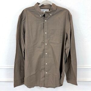 Old Navy Men's Long Sleeve Button Down Shirt Taupe Regular Fit Tall L
